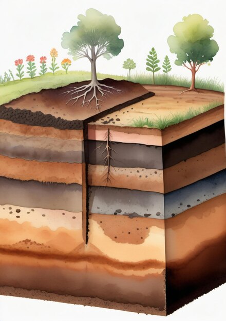 Foto uma seção transversal do solo