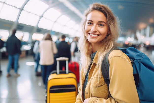 Foto uma selfie de viagem em família no aeroporto