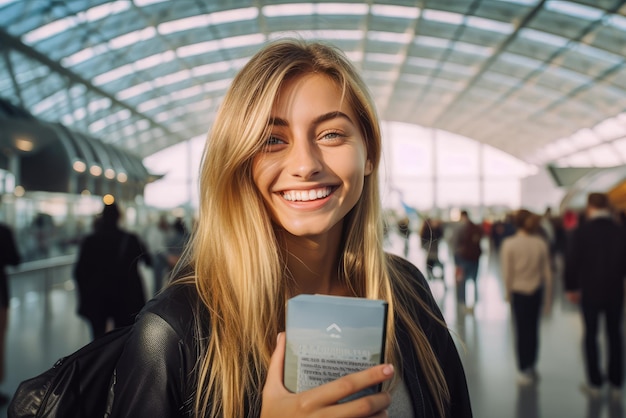 Uma selfie de viagem em família no aeroporto