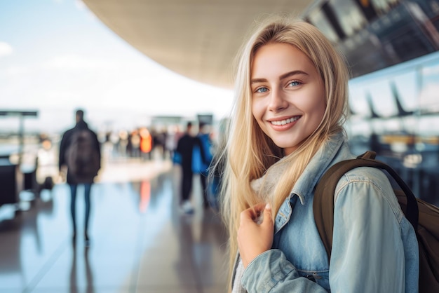 Uma selfie de viagem em família no aeroporto