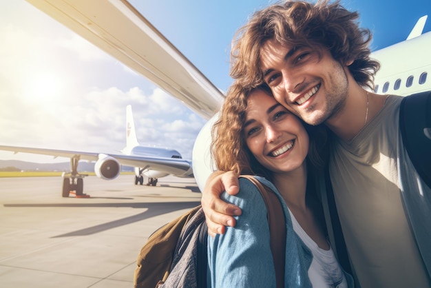 Foto uma selfie de viagem em família no aeroporto