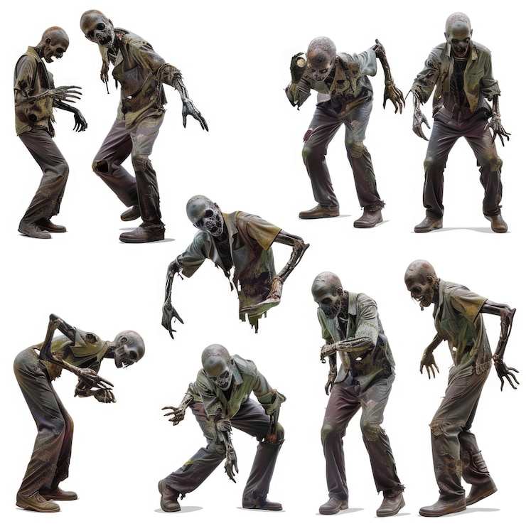 Foto uma série de fotos mostrando um zumbi em várias poses