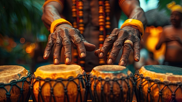 Uma série de instrumentos rítmicos caribenhos, desde o melódico pan de aço até o animado maracas captu