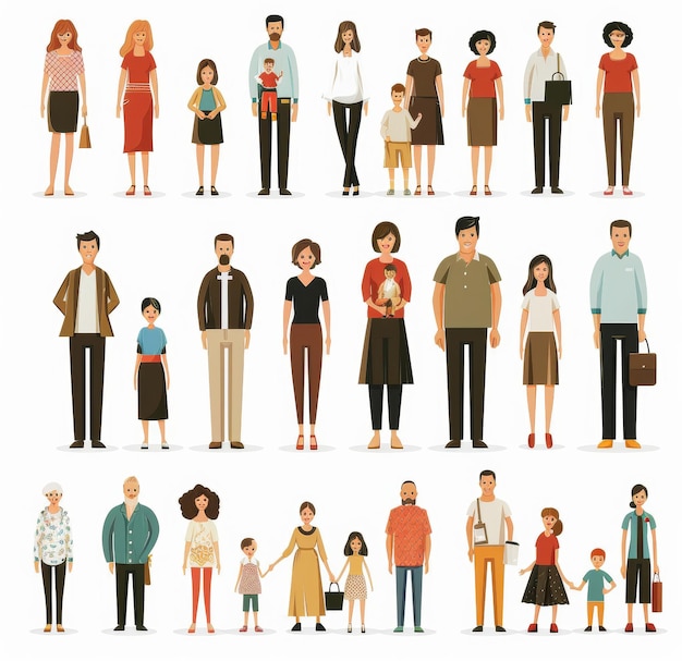 uma série de pessoas das pessoas da família