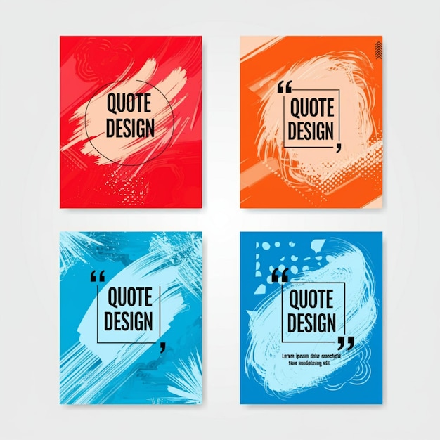 uma série de quatro cartazes de cores diferentes com as palavras citação citação design design design