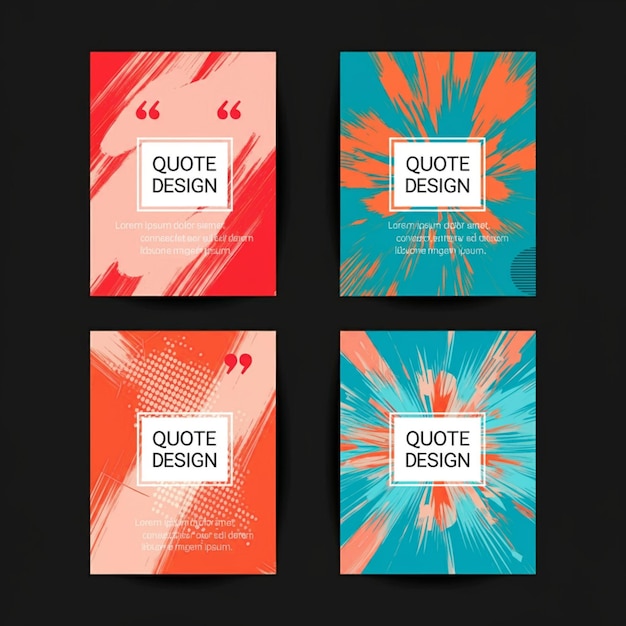 uma série de quatro cartões com as palavras " design de citação " na parte inferior