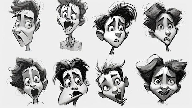 Uma série de rostos da série animada.