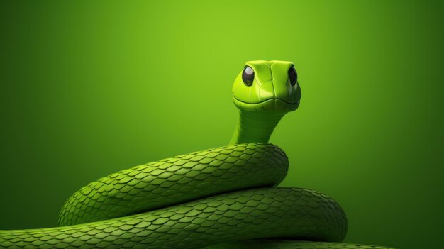 Uma serpente verde e fina