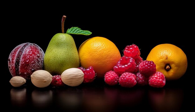 Uma sessão de fotos de frutas em close Conceito de frutas muito detalhado e com qualidade HD