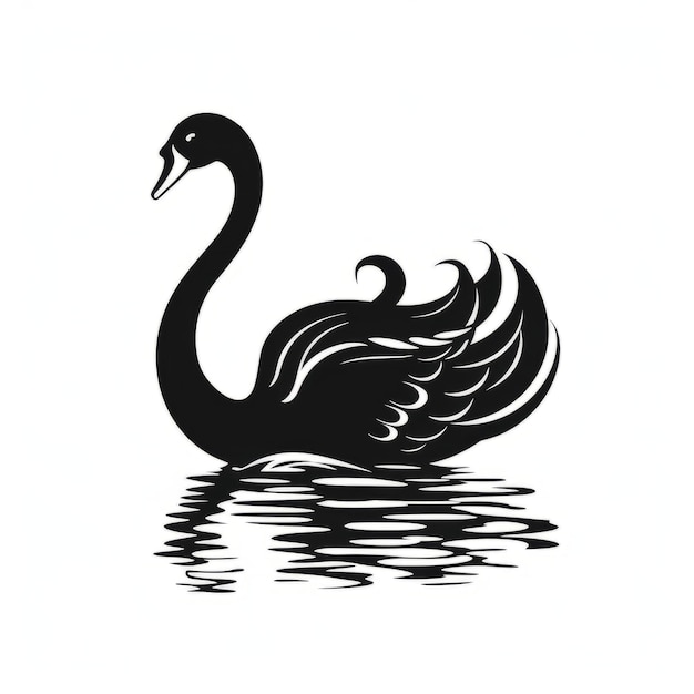 Foto uma silhueta de cisne preto com um pescoço longo e pernas longas