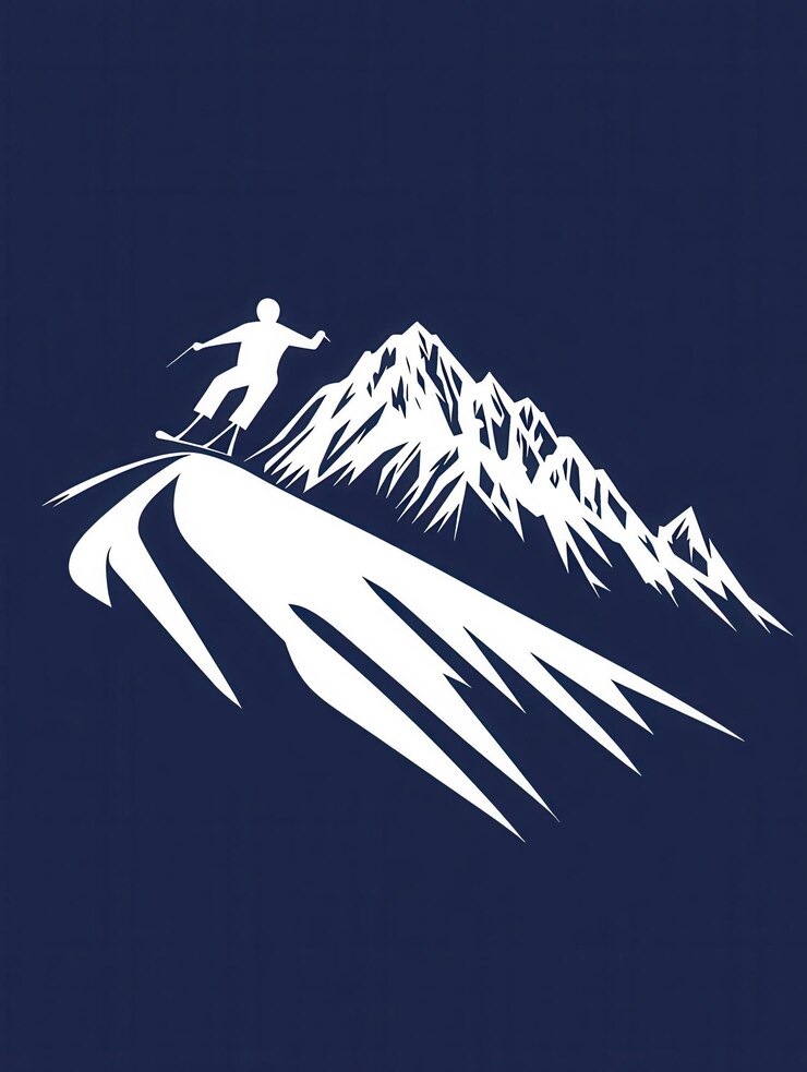 Foto uma silhueta de esquiador navega por uma encosta coberta de neve com um fundo de montanha capturando a emoção dos esportes de inverno e aventura ia geradora