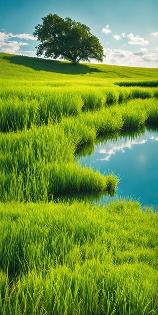 Uma simples paisagem de verão minimalista embebida na vibrante luz solar capturada na arte fotográfica