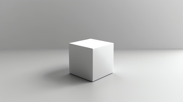 Foto uma simples renderização 3d de um cubo branco em um fundo branco o cubo está no centro da imagem e está voltado para o espectador