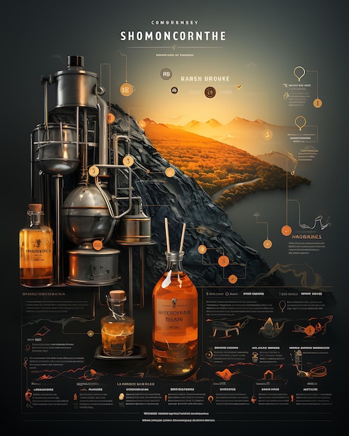 Foto uma sinfonia de gosto e design revelando a encantadora embalagem do brandy de frutas