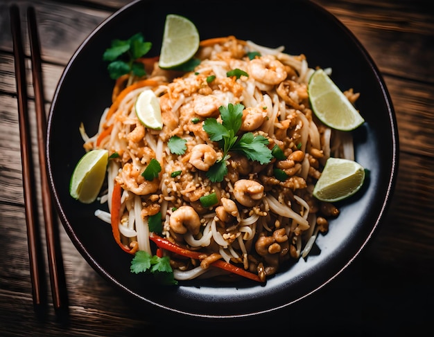 Foto uma sinfonia de macarrão de arroz frito infundido com sabores tailandeses autênticos