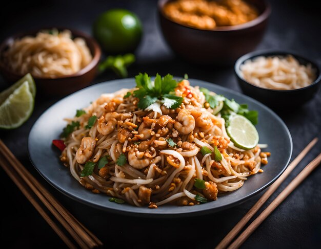 Uma sinfonia de macarrão de arroz frito infundido com sabores tailandeses autênticos