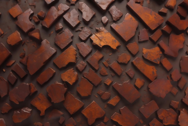 Uma superfície de metal marrom com um padrão de ladrilhos