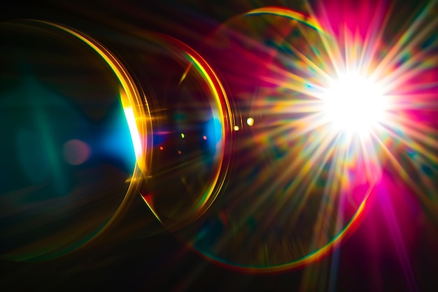 Foto uma superposição de flare de lente de cor brilhante