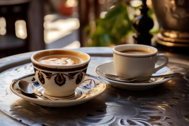 Foto uma taça de tradição grega explorando a autêntica cultura do café em atenas, grécia