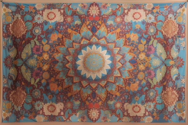 Uma tapeçaria tecida à mão com cores vibrantes e padrões únicos gerados por Ai