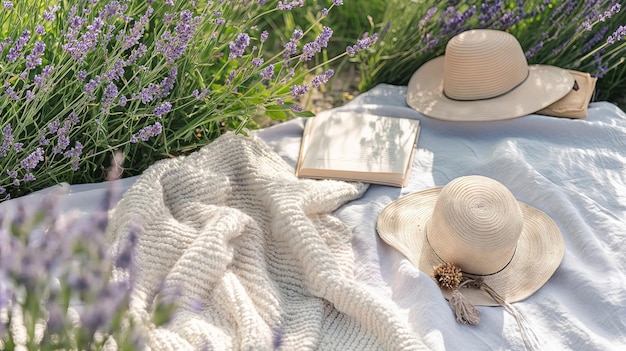 Uma tarde de verão serena entre lavanda em flor