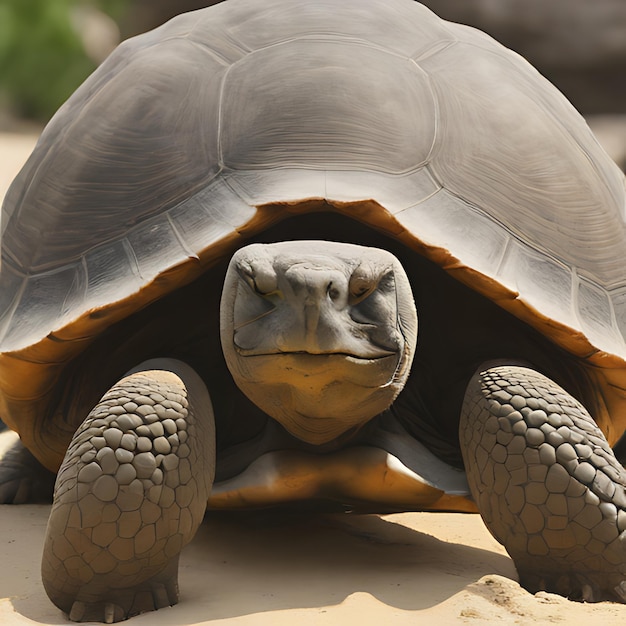 Foto uma tartaruga gigante com um rosto e orelhas