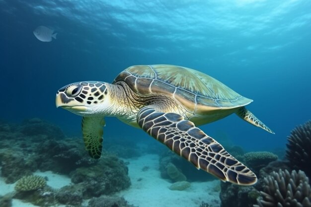 Uma tartaruga marinha na água