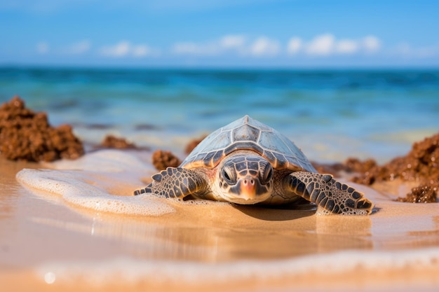 Foto uma tartaruga na praia