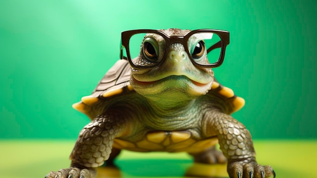 Uma tartaruga verde bonitinha com óculos Gerar Ai