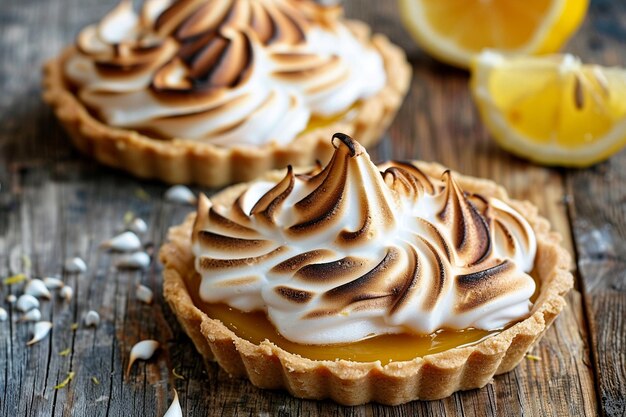 Uma tarte de leite de limão com uma cobertura de merengue