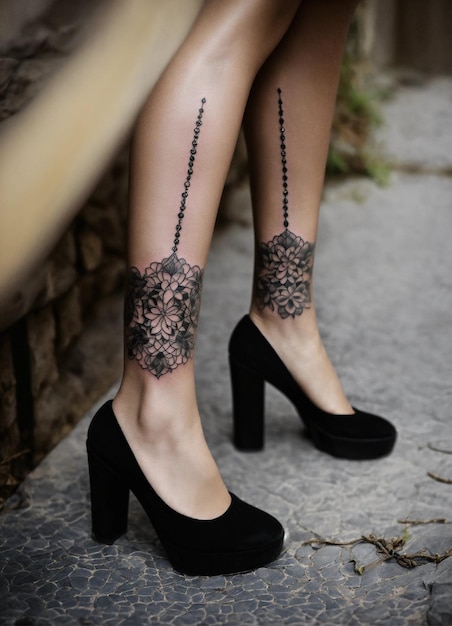 uma tatuagem de uma flor que diz " margaridas " na parte de trás de uma perna
