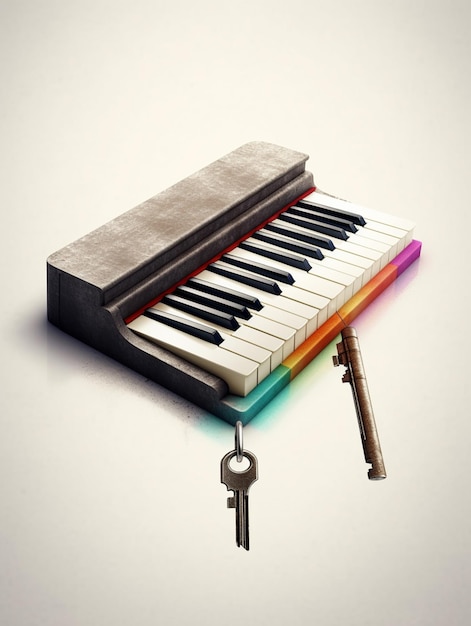 Uma tecla de piano tem a forma de uma tecla.