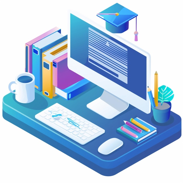 uma tela de computador com um livro na parte superior