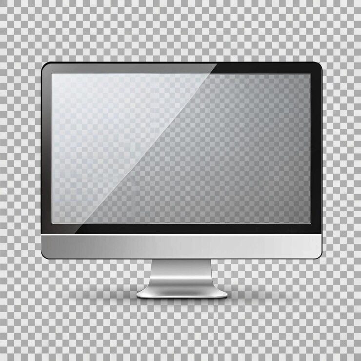 uma tela de computador com uma tela transparente em um fundo transparente