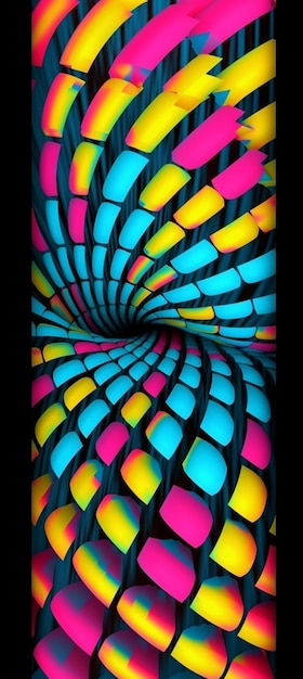 Uma tela de telefone colorida com um fundo preto e um fundo preto.