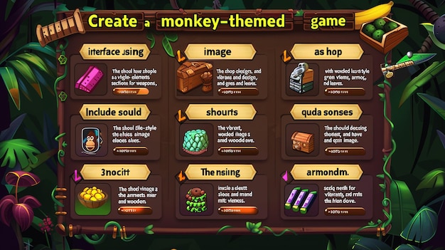 uma tela que tem um jogo que diz "criar um tema de macaco"