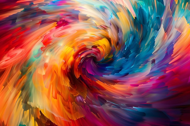 Uma tela vibrante cheia de cores giratórias onde a alegria líquida irrompe num reino infinito de imaginação abstrata