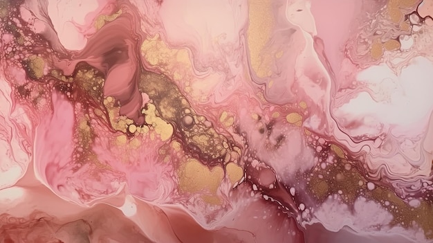 Uma textura abstrata minimalista de IA generativa de tinta ouro rosa