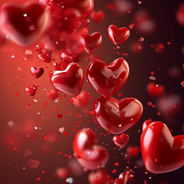 Uma textura de corações vermelhos em um fundo de coraços vermelhos