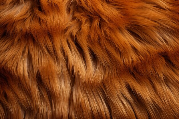 Uma textura de pele de animal peludo em cor castanha em close-up