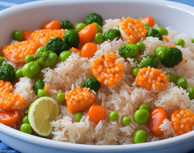 Uma tigela cheia de arroz saboroso com grãos soltos e brilhantes prontos para satisfazer o paladar de qualquer pessoa Gerado por IA