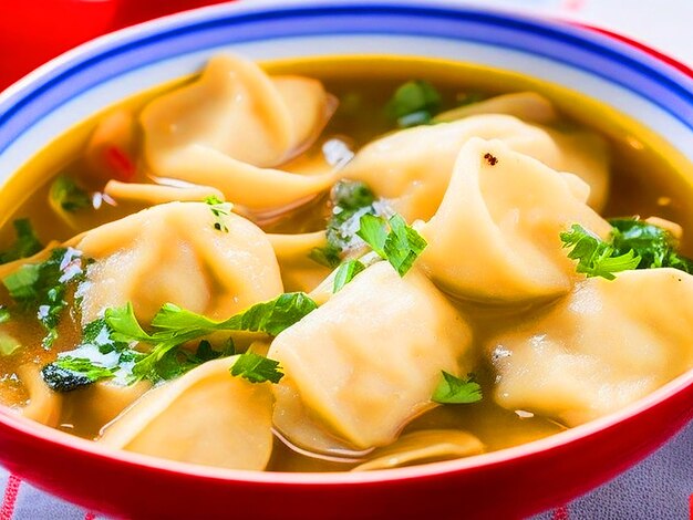 Uma tigela da melhor e deliciosa sopa de bolinhos.