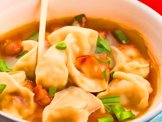 Uma tigela da melhor e deliciosa sopa de bolinhos.