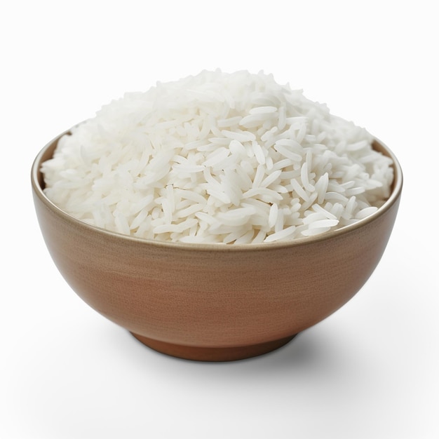 Foto uma tigela de arroz com uma borda marrom e uma borda castanha.