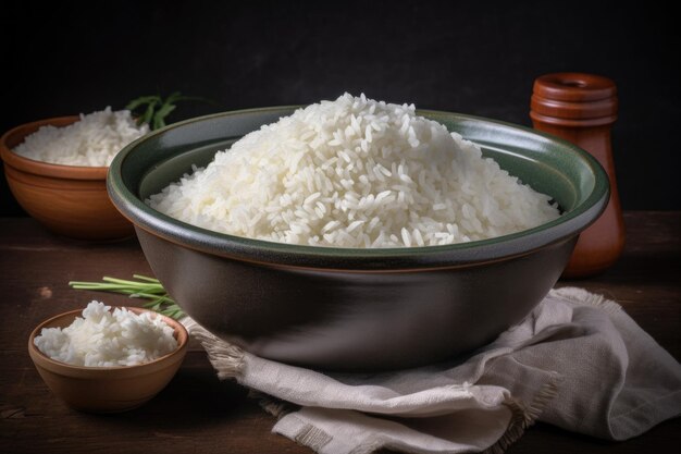 Uma tigela de arroz cozido pronto para ser usado em inúmeras receitas diferentes criadas com IA generativa