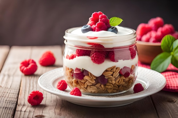 Uma tigela de aveia com frutas e leite.