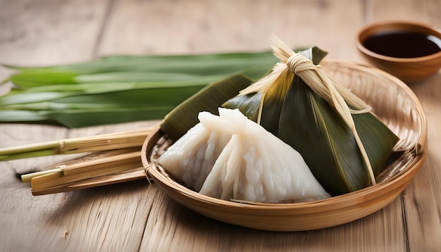 Foto uma tigela de comida com arroz e um bastão de bambu
