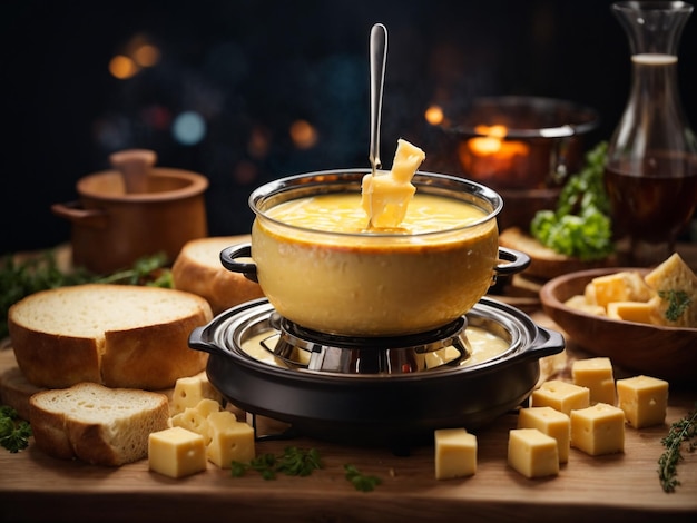 Uma tigela de comida com queijo e manteiga num fogão.