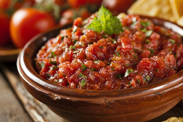 Foto uma tigela de comida com tomates e salsa