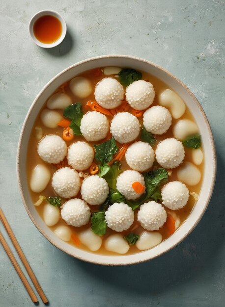 uma tigela de comida com uma colher e alguma comida nela